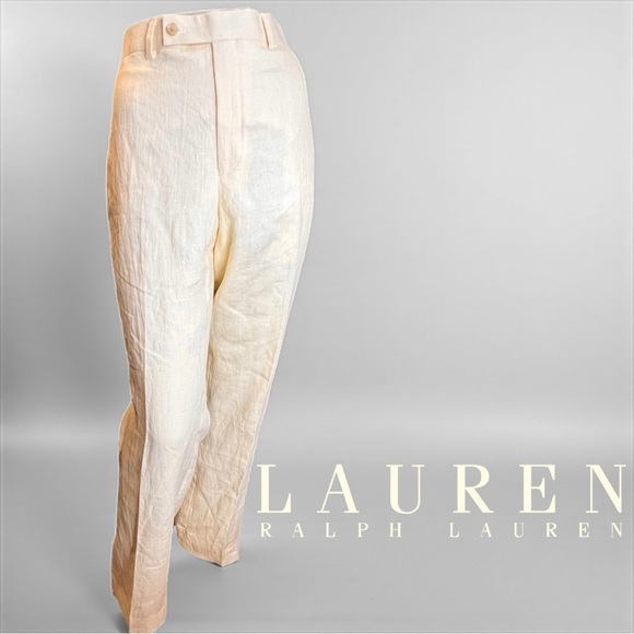 Lauren Ralph Lauren Other - LAUREN RALPH LAUREN Mens Cream Linen Flat Front Dress Pants 36x30